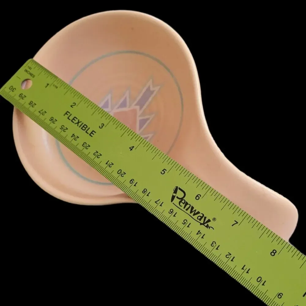VTG Treasure Craft Southwestern Pattern Spoon Rest USA Made Peach blue orange